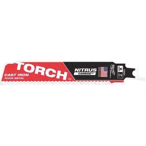 Reciprocating Saw Blade: 6" Long, Solid Carbide