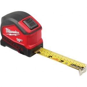 Tape Measure: 16' Long, 1" Width, Yellow Blade