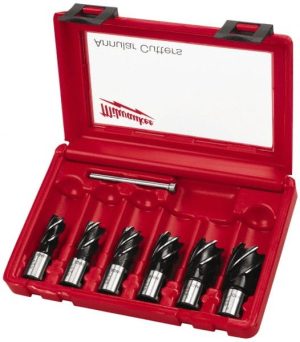 6 Piece, 9/16 to 1-1/16" Cutter Diam, 1" Cutting Depth, Steel Annular Cutter Set