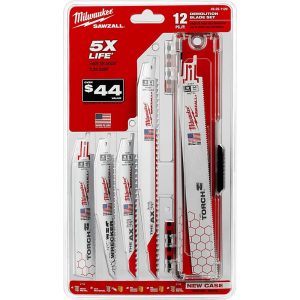 12 Piece, 6" to 9" Long x 0.04" to 0.05" Thick, Bi-Metal Reciprocating Saw Blade Set