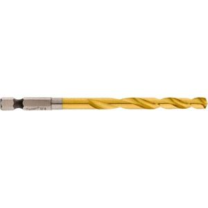 Mechanics Drill Bit: 1/4" Dia, 1350, High Speed Steel, Hex Shank, Split Point
