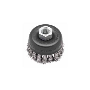 Cup Brush: 3" Dia, 0.023" Wire Dia, Stainless Steel, Knotted