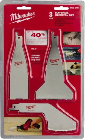 3 Piece, 1-1/2" to 3" Long x 0.06" Thick, Steel Reciprocating Saw Blade Set