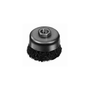 Cup Brush: 3" Dia, 0.014" Wire Dia, Steel, Crimped