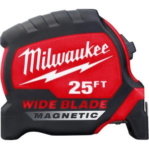 Tape Measure: 25' Long, 1-5/16" Width, Black & Yellow Blade