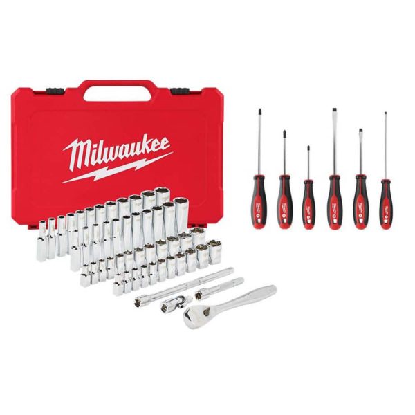 Socket Sets; Set Type: Ratchet & Socket Set ; Measurement Type: Inch; Metric ; Drive Size: 1/4 in ; Minimum Size (Inch): 5/32 ; Minimum Size (mm): 5.00 ; Maximum Size (Inch): 9/16
