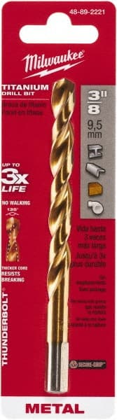 Mechanics Drill Bit: 3/8" Dia, 1350, High Speed Steel, Weldon Shank, Split Point