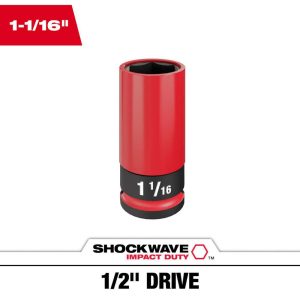 Socket Sets; Set Type: Socket Set ; Measurement Type: Inch/Metric ; Drive Size: 1/2 in ; Minimum Size (Inch): 3/4 ; Maximum Socket Depth (Decimal Inch): 1.0630 ; Maximum Size (Inch): 1-1/16
