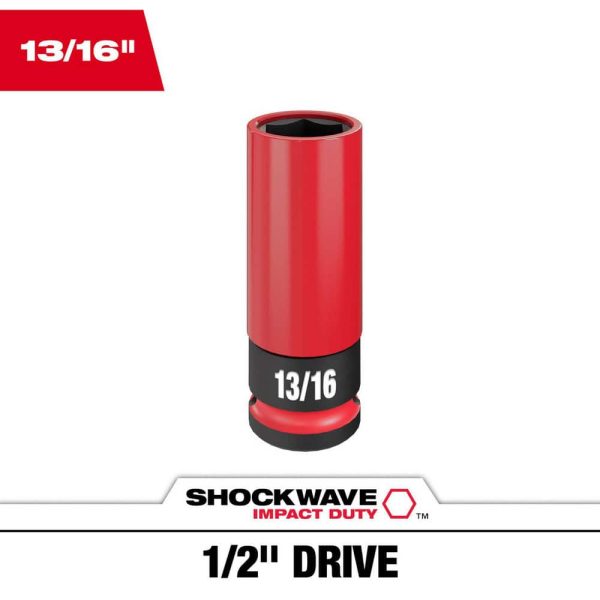 Specialty Sockets; Socket Type: Deep Socket ; Type: Deep ; Drive Size: 1/2 ; Socket Size: 13/16 in ; Insulated: No ; Non-sparking: No