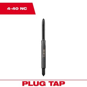 Straight Flute Taps; Tap Type: Straight Flute ; Thread Size (Inch): #4-40 ; Thread Standard: UNC ; Chamfer: Plug ; Material: High-Carbon Steel ; Coating/Finish: Black Oxide