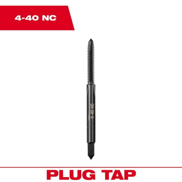 Straight Flute Taps; Tap Type: Straight Flute ; Thread Size (Inch): #4-40 ; Thread Standard: UNC ; Chamfer: Plug ; Material: High-Carbon Steel ; Coating/Finish: Black Oxide