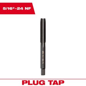 Straight Flute Taps; Tap Type: Straight Flute ; Thread Size (Inch): 5/16-24 (UNF) ; Chamfer: Plug ; Material: High-Carbon Steel ; Coating/Finish: Black Oxide ; Thread Direction: Right Hand