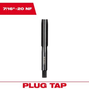 Straight Flute Taps; Tap Type: Straight Flute ; Thread Size (Inch): 7/16-20 (UNF) ; Chamfer: Plug ; Material: High-Carbon Steel ; Coating/Finish: Black Oxide ; Thread Direction: Right Hand