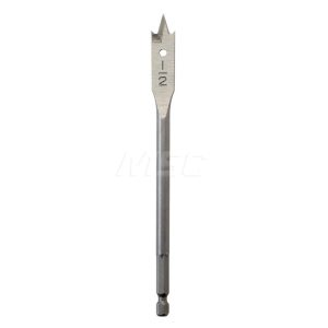 1/2", 1/4" Straight Shank, Bright Finish, Carbon Steel, Spade Blade Drill Bit