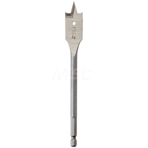 3/4", 1/4" Straight Shank, Bright Finish, Carbon Steel, Spade Blade Drill Bit