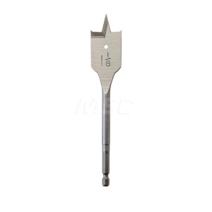 1-1/8", 1/4" Straight Shank, Bright Finish, Carbon Steel, Spade Blade Drill Bit