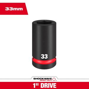 Impact Sockets; Drive Size: 1in (Inch); Style: Square ; Socket Size (mm): 33 ; Drive Style: Square ; Overall Length (Decimal Inch): 2.2800 ; Material: Steel