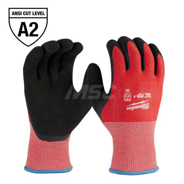 Cut, Puncture & Abrasive-Resistant Gloves: Size 2XL, ANSI Cut A2, ANSI Puncture 0, Latex, Nylon
