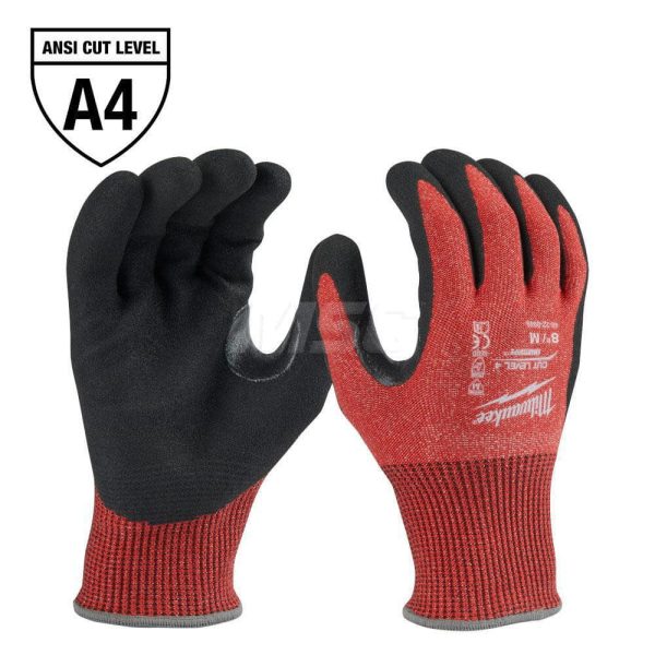 Cut, Puncture & Abrasive-Resistant Gloves: Size M, ANSI Cut A4, ANSI Puncture 0, Nitrile, Nylon