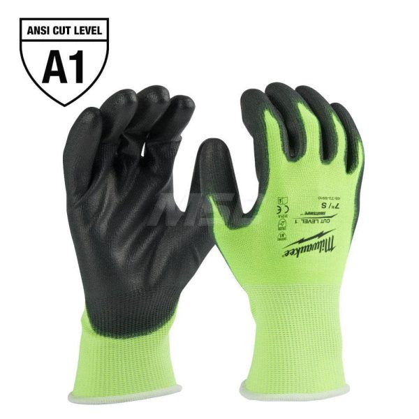 Cut, Puncture & Abrasive-Resistant Gloves: Size S, ANSI Cut A1, ANSI Puncture 0, Nitrile, Polyurethane