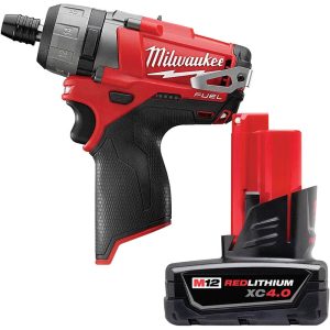 Cordless Screwdriver: 12V, 1/4" Bit Holder, 325 in/lb, 2 Speed