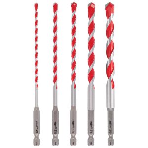 Drill Bit Set: Hammer Drill Bits, 5 Pc, 135 °, Carbide Tipped