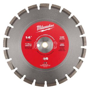 Wet & Dry Cut Saw Blade: 14" Dia, 1" Arbor Hole, 1/8" Kerf Width