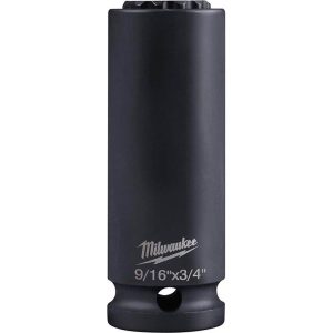 Spline Drive Impact Socket: 0.75 x 0.5625", 1/2" Drive, 3/4" Hex