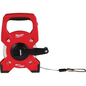 Tape Measure: 100' Long, 2" Width, White Blade
