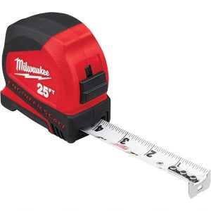 Tape Measure: 25' Long, 1" Width, White Blade