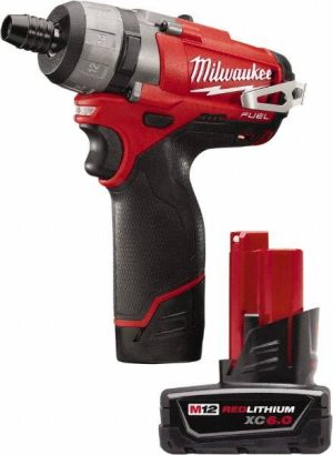 Cordless Screwdriver: 12V, 1/4" Bit Holder, 325 in/lb, 2 Speed