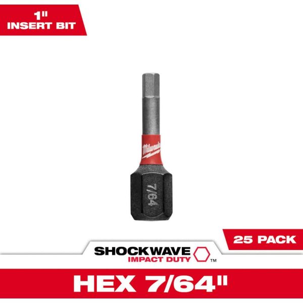 Hex Screwdriver Bits; Ball End: No ; Measurement Type: SAE ; Drive Size: 1/4in (Inch); Hex Size (Inch): 7/64 ; Overall Length (Inch): 1