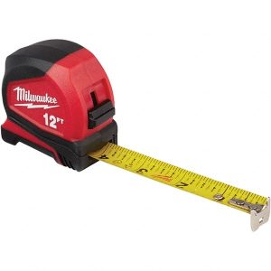 Tape Measure: 12' Long, 3/4" Width, Yellow Blade