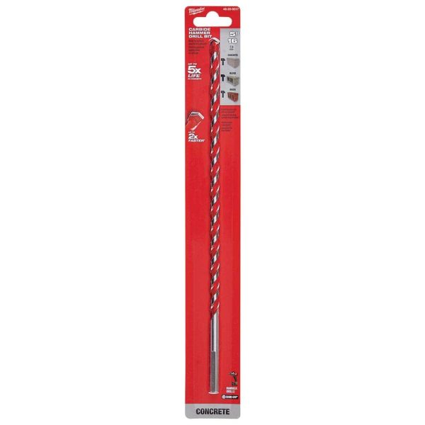 Rotary Drill/Hammer Drill Bits; Drill Bit Size (Inch): 5/16 ; Shank Type: Three Flat ; Drill Bit Material: Carbide Tipped; High Speed Steel ; Shank Diameter (Inch): 5/16 ; Flute Length (Inch): 10 ; Flute Length (Decimal Inch): 10.0000