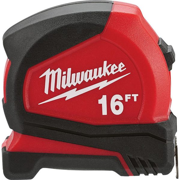 Tape Measure: 16' Long, 1" Width, Yellow Blade