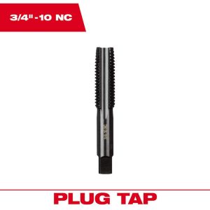 Straight Flute Taps; Tap Type: Straight Flute ; Thread Size (Inch): 3/4-10 ; Thread Standard: UNC ; Chamfer: Plug ; Material: High-Carbon Steel ; Coating/Finish: Black Oxide