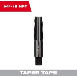 Straight Flute Taps; Tap Type: Straight Flute ; Thread Size (Inch): 1/4-18 ; Thread Standard: NPT ; Chamfer: Taper ; Material: High-Carbon Steel ; Coating/Finish: Black Oxide