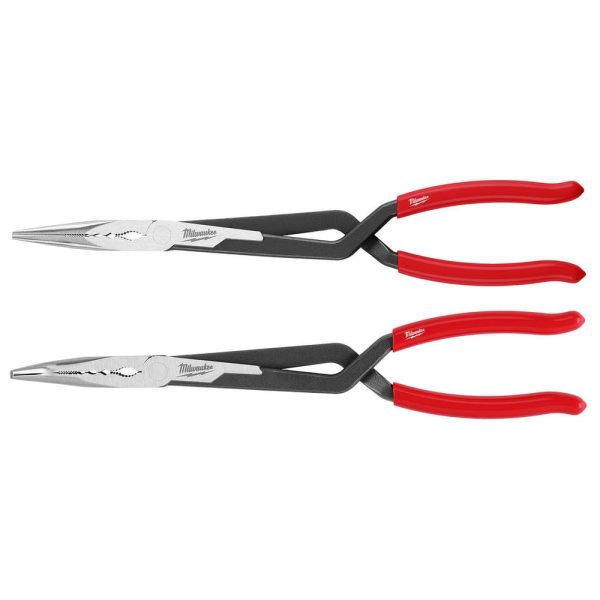 Plier Sets; Plier Type Included: Straight Long Reach Pliers ; Container Type: Clamshell ; Handle Material: Plastic ; Includes: (1) 13" Straight Long Reach Plier, (1) 13" 45 Degree Long Reach Plier ; Insulated: No ; Tether Style: Not Tether Capable
