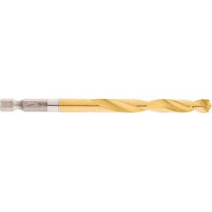 Mechanics Drill Bit: 19/64" Dia, 1350, High Speed Steel, Hex Shank, Split Point