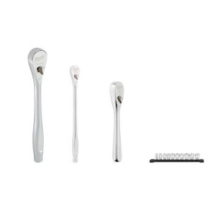 Ratchets; Drive Size: 3/8 ; Head Shape: Slim Line; Pear ; Head Features: 4 Deg Arc Swing ; Material: Alloy Steel; Steel ; Overall Length (Inch): 8-1/2 ; Number of Gear Teeth: 90