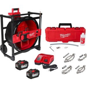 Electric & Gas Drain Cleaning Machines; Machine Type: Flexshaft ; For Use With: Toilets, Sinks, Floor Traps, Main Lines ; For Minimum Pipe Size: 1.5in ; For Maximum Pipe Size: 4in ; Overall Length: 24.50 ; Overall Width: 17
