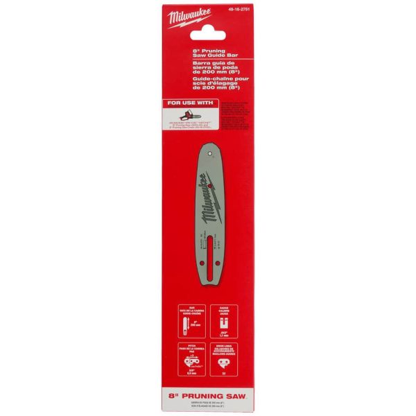 Power Lawn & Garden Equipment Accessories; Accessory Type: Saw Guide Bar ; For Use With: Milwaukee. M18 FUEL HATCHET 8" Pruning Saw (3004-20) and 8" Pruning Saw Chain (49-16-2750)
