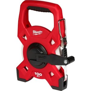 Tape Measure: 100' Long, 1/2" Width, White Blade