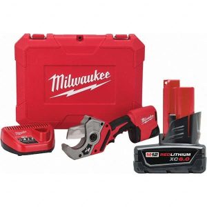 Cordless Pipe & Tube Cutter: 2" Pipe Capacity, M12 PVC Shear