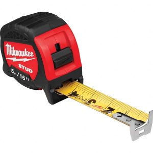 Tape Measure: 16' Long, 1-5/16" Width, Black & Yellow Blade