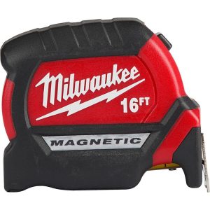 Tape Measure: 16' Long, 1" Width, Black & Yellow Blade