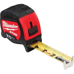 Tape Measure: 25' Long, 1-5/16" Width, Black & Yellow Blade
