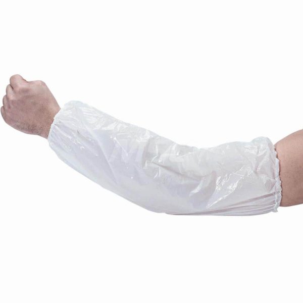 Disposable Sleeves: 18" Length., Size Large, Polyethylene, White