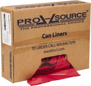 Pack of (100) 45 Gal Capacity, Red, Hazardous Waste Bags