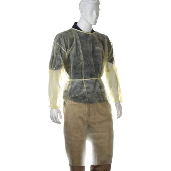 Rain & Chemical Resistant Isolation Gown: Universal, Yellow, Polypropylene